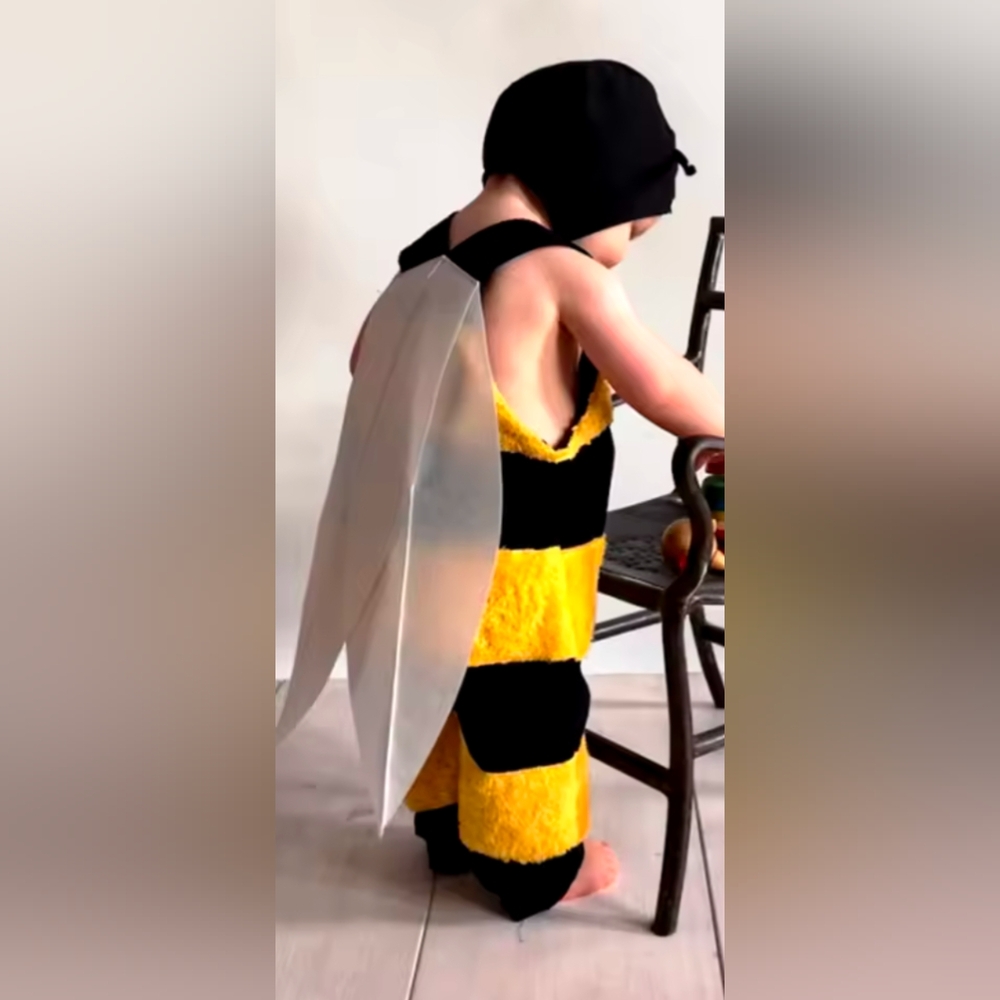 Kids Yellow & Black Bumblebee One-Piece Costume